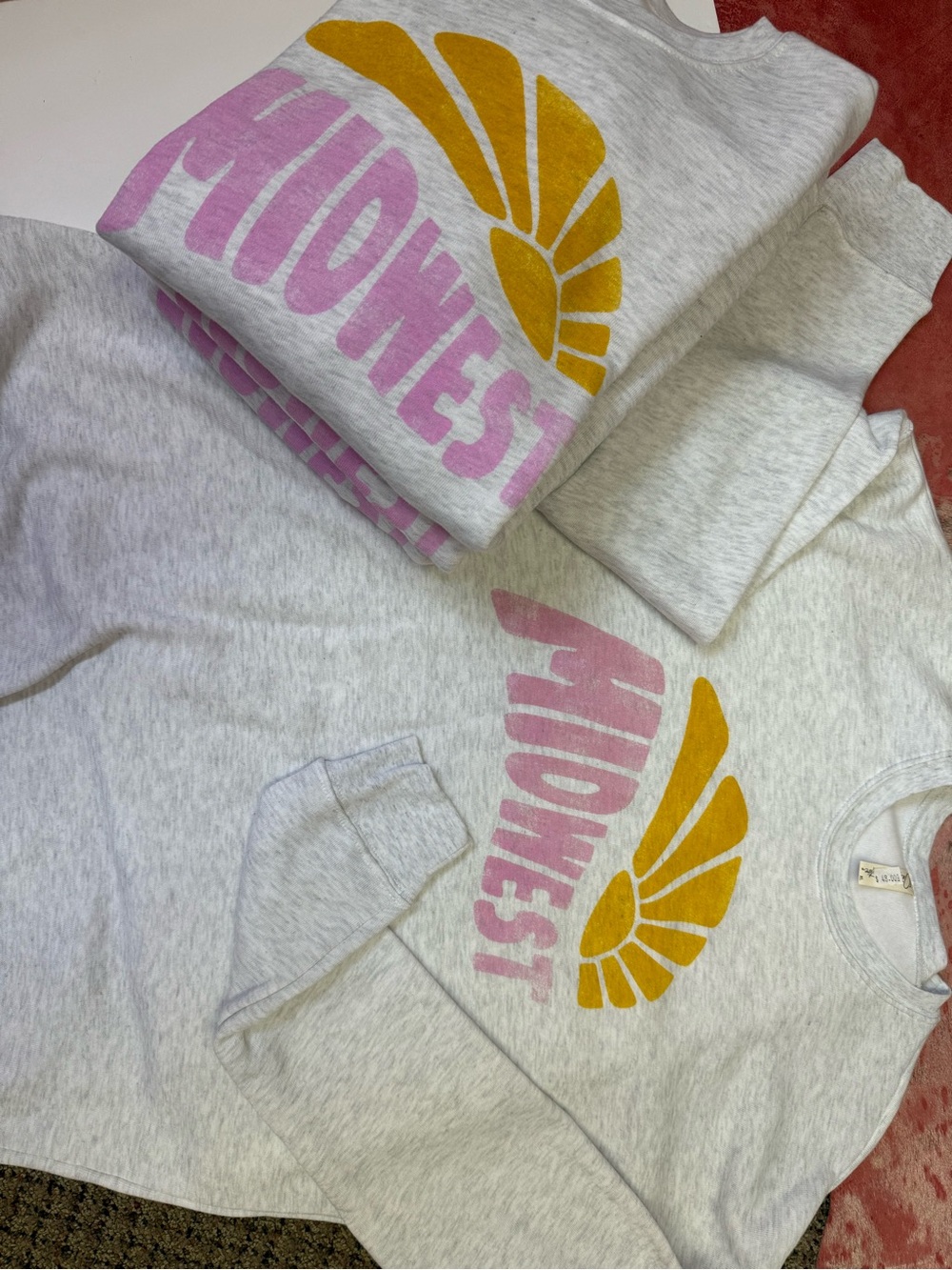 Midwest Graphic Crewneck Sweatshirt - Pink & Mustard on Heather Gray
